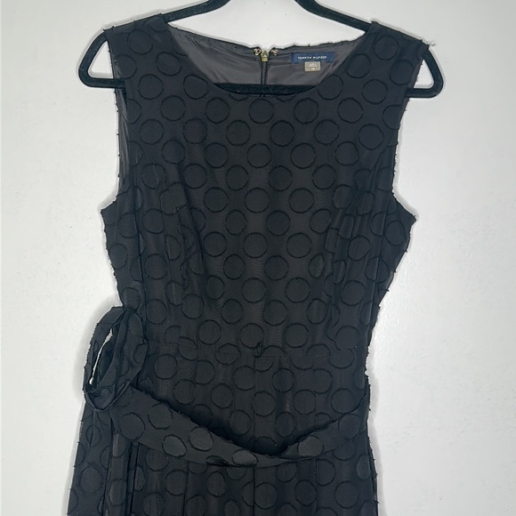 Tommy Hilfiger black polka dots midi dress size 12 whimsigoth, gothic , fariy - Picture 7 of 13